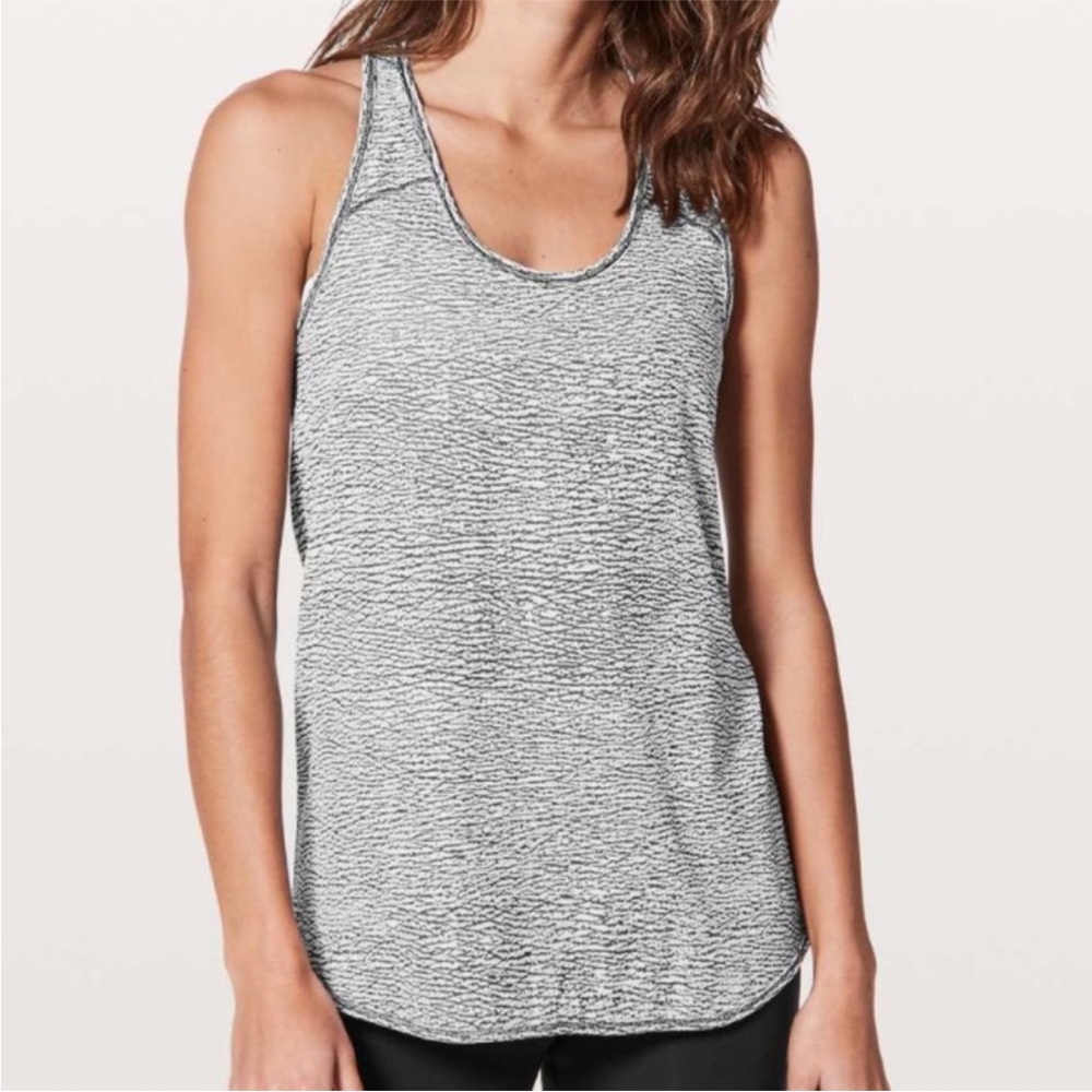 Lululemon Essential Tank white grey tank top Luon